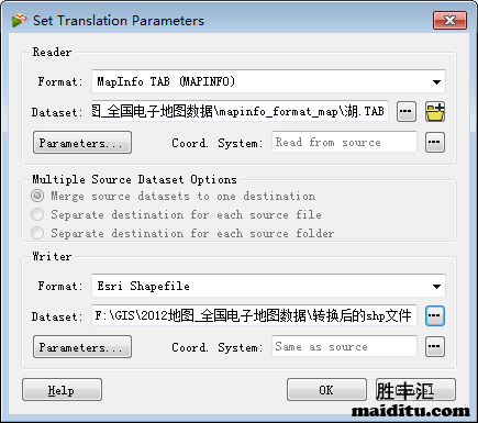 mapinfo的tab格式转arcgis的shp格式